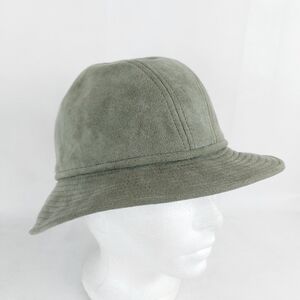 VINTAGE '70 Anita Pineault moss green faux suede Fedora hat Made in Canada